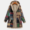 Patchwork jas met capuchon, fleecevoering en knopen