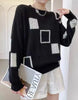 Patchwork trui met ronde hals