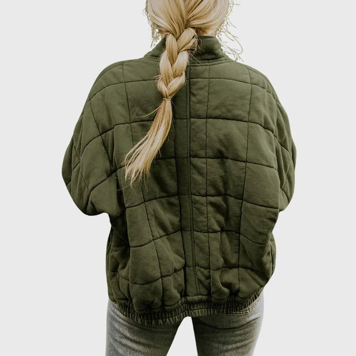 Gewatteerd jack in denim-stijl met opstaande kraag