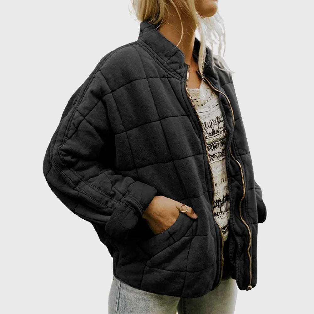 Gewatteerd jack in denim-stijl met opstaande kraag