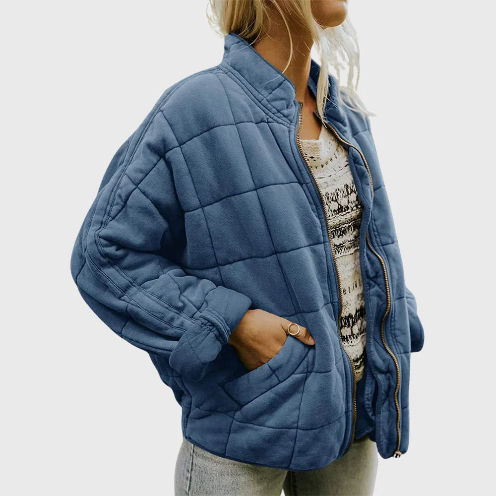 Gewatteerd jack in denim-stijl met opstaande kraag