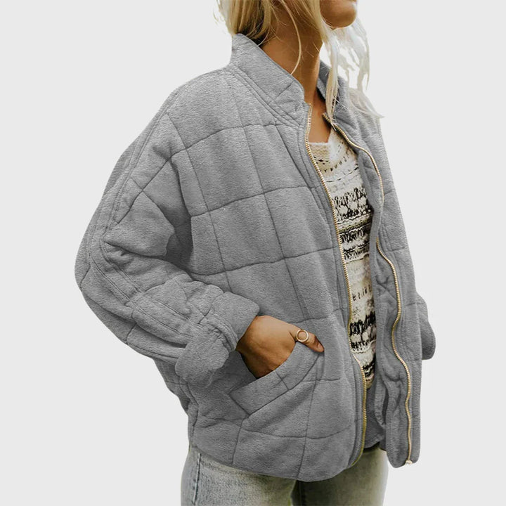Gewatteerd jack in denim-stijl met opstaande kraag