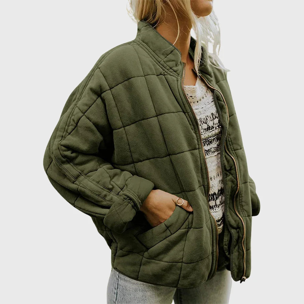 Gewatteerd jack in denim-stijl met opstaande kraag