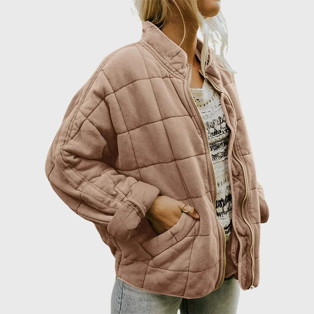 Gewatteerd jack in denim-stijl met opstaande kraag