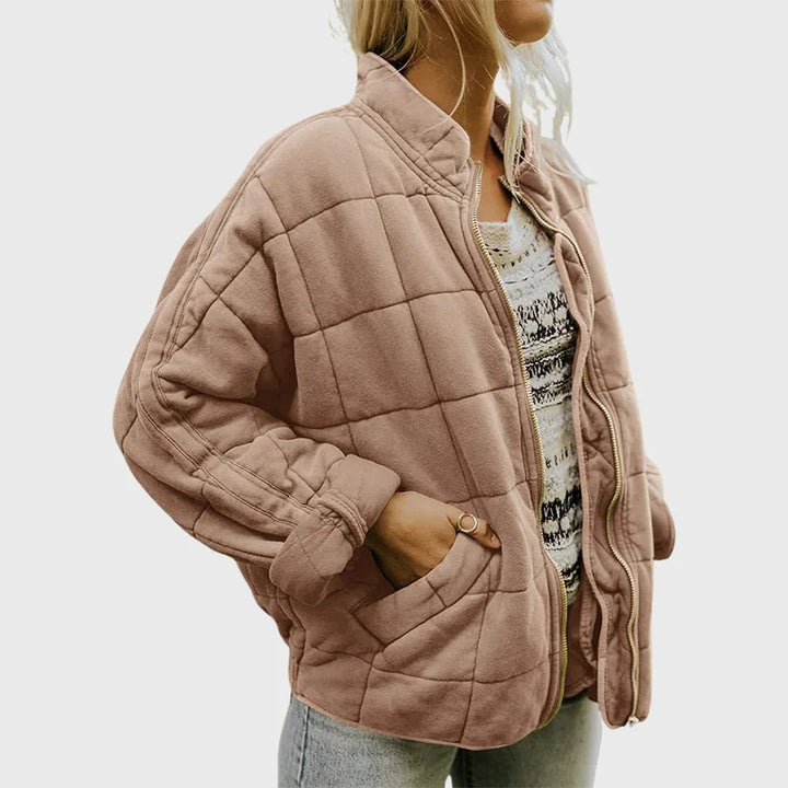 Gewatteerd jack in denim-stijl met opstaande kraag