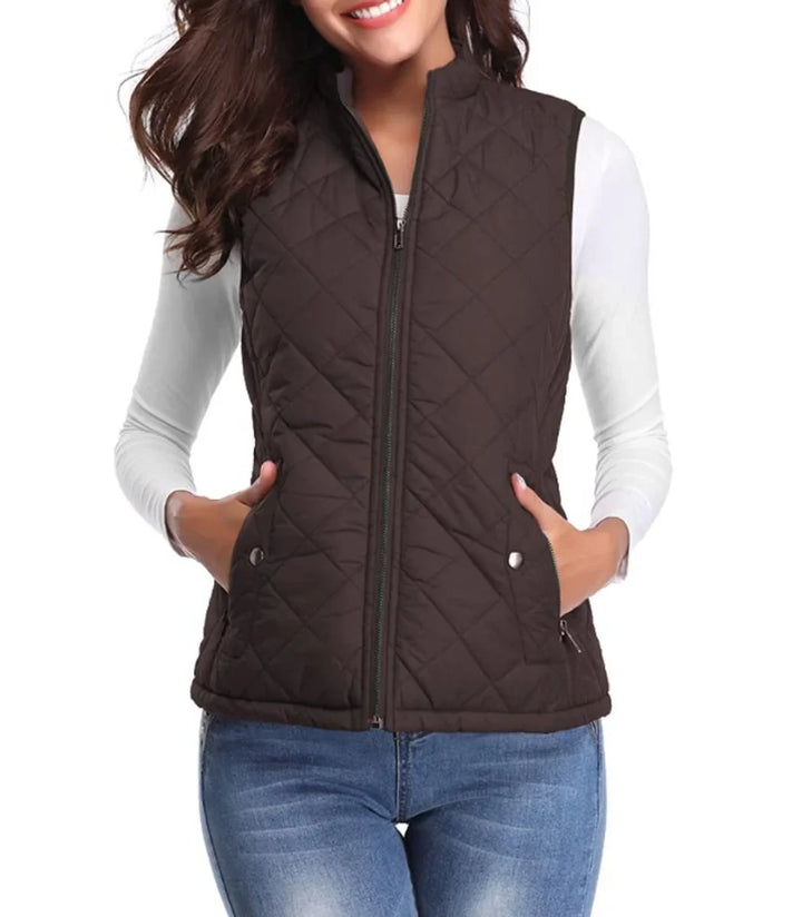 Gewatteerd lichtgewicht bodywarmer met opstaande kraag en rits
