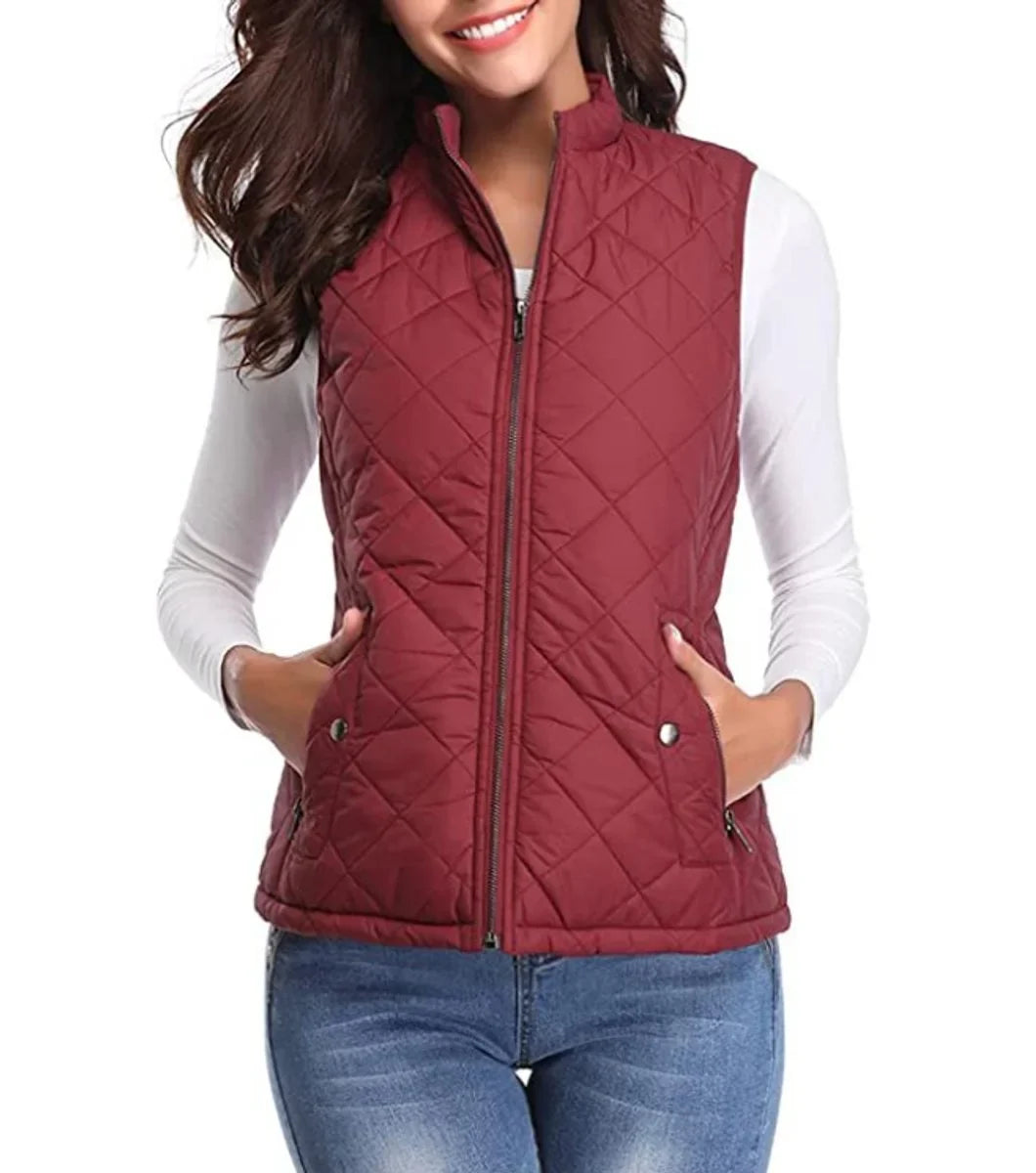 Gewatteerd lichtgewicht bodywarmer met opstaande kraag en rits