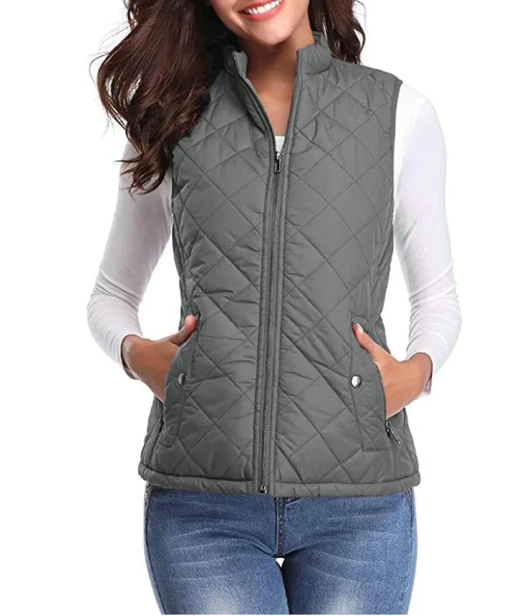 Gewatteerd lichtgewicht bodywarmer met opstaande kraag en rits
