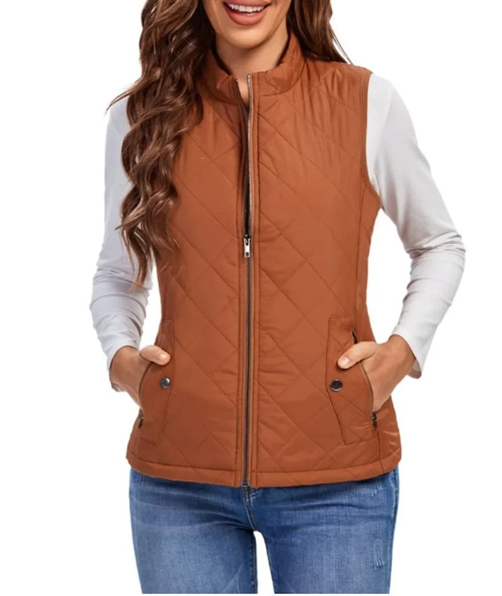 Gewatteerd lichtgewicht bodywarmer met opstaande kraag en rits
