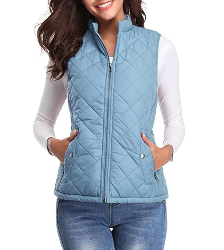 Gewatteerd lichtgewicht bodywarmer met opstaande kraag en rits