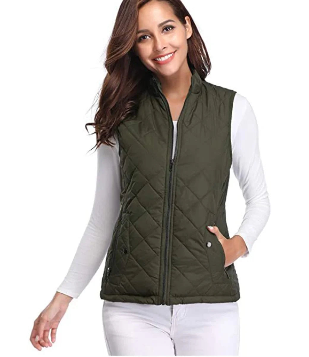 Gewatteerd lichtgewicht bodywarmer met opstaande kraag en rits