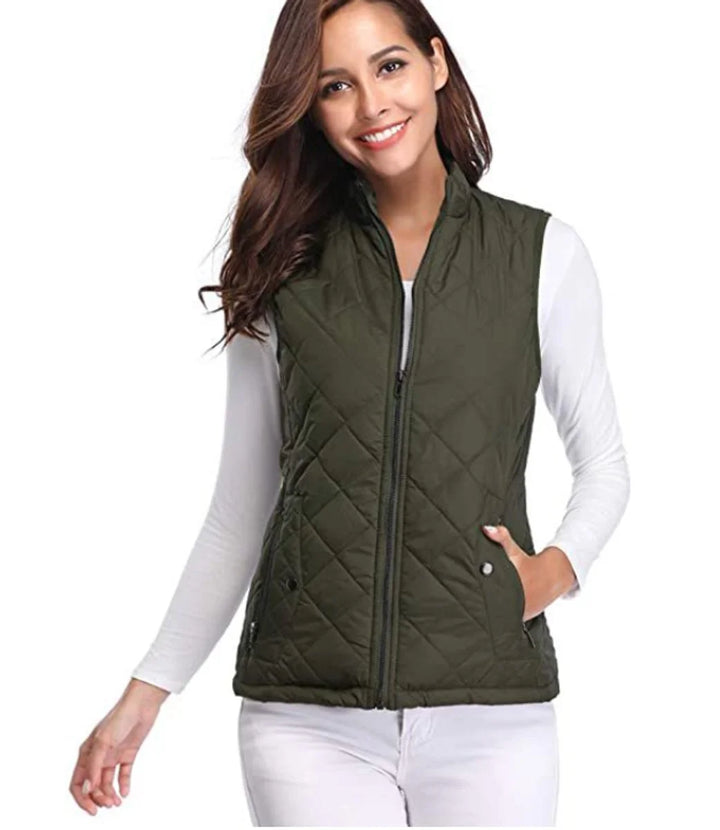 Gewatteerd lichtgewicht bodywarmer met opstaande kraag en rits