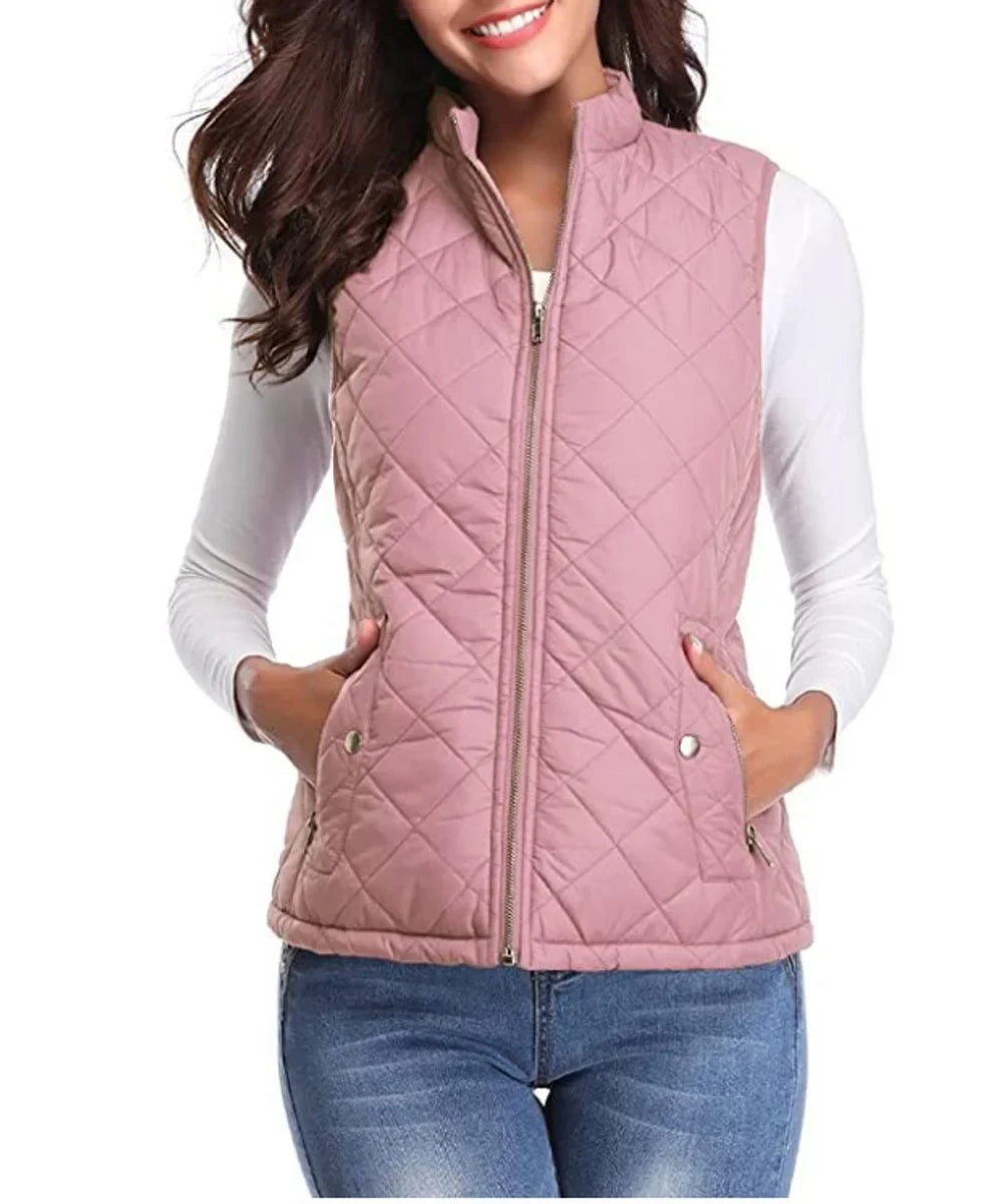 Gewatteerd lichtgewicht bodywarmer met opstaande kraag en rits