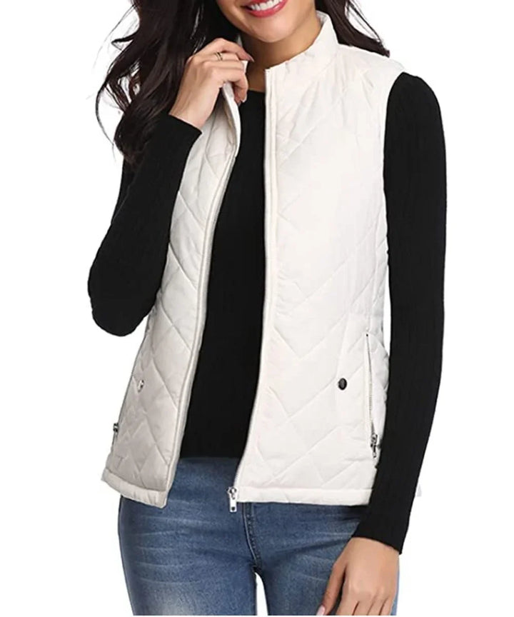 Gewatteerd lichtgewicht bodywarmer met opstaande kraag en rits