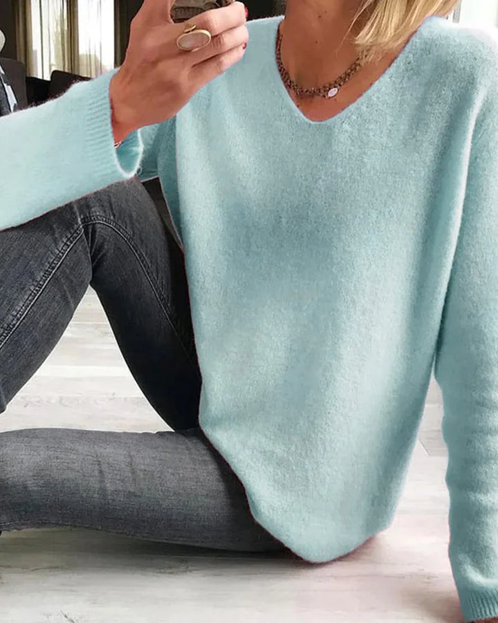 Relaxed fit trui met V-hals van tricot