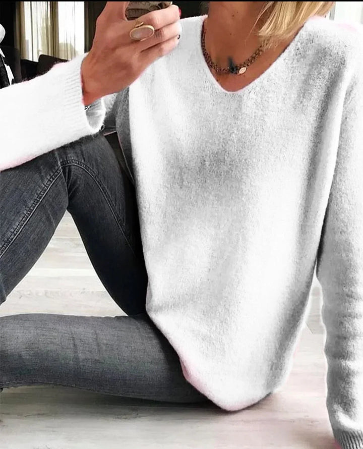 Relaxed fit trui met V-hals van tricot