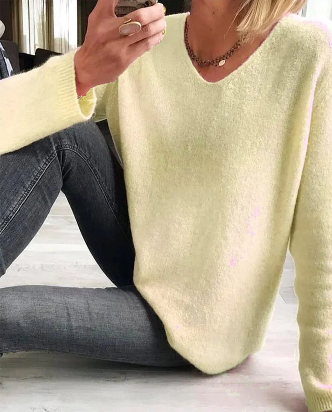 Relaxed fit trui met V-hals van tricot