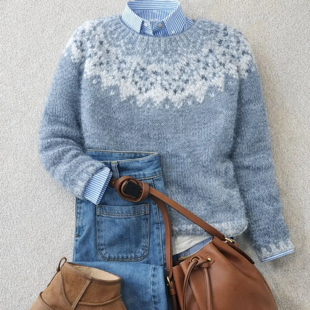 Relaxed Noorse Fair Isle trui met ronde hals
