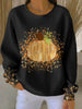 Geribbeld gebreid shirt met pompoenprint en lange mouwen