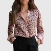 Satijnen blouse met luipaardprint en kraag