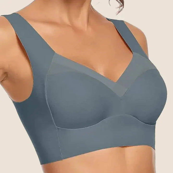 Naadloze bh met V-hals en brede pullover-bandjes