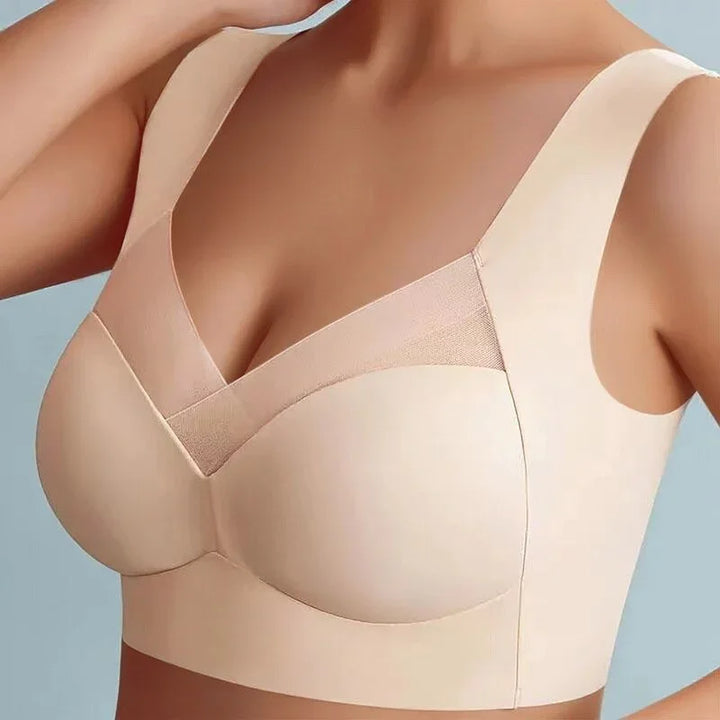 Naadloze bh met V-hals en brede pullover-bandjes
