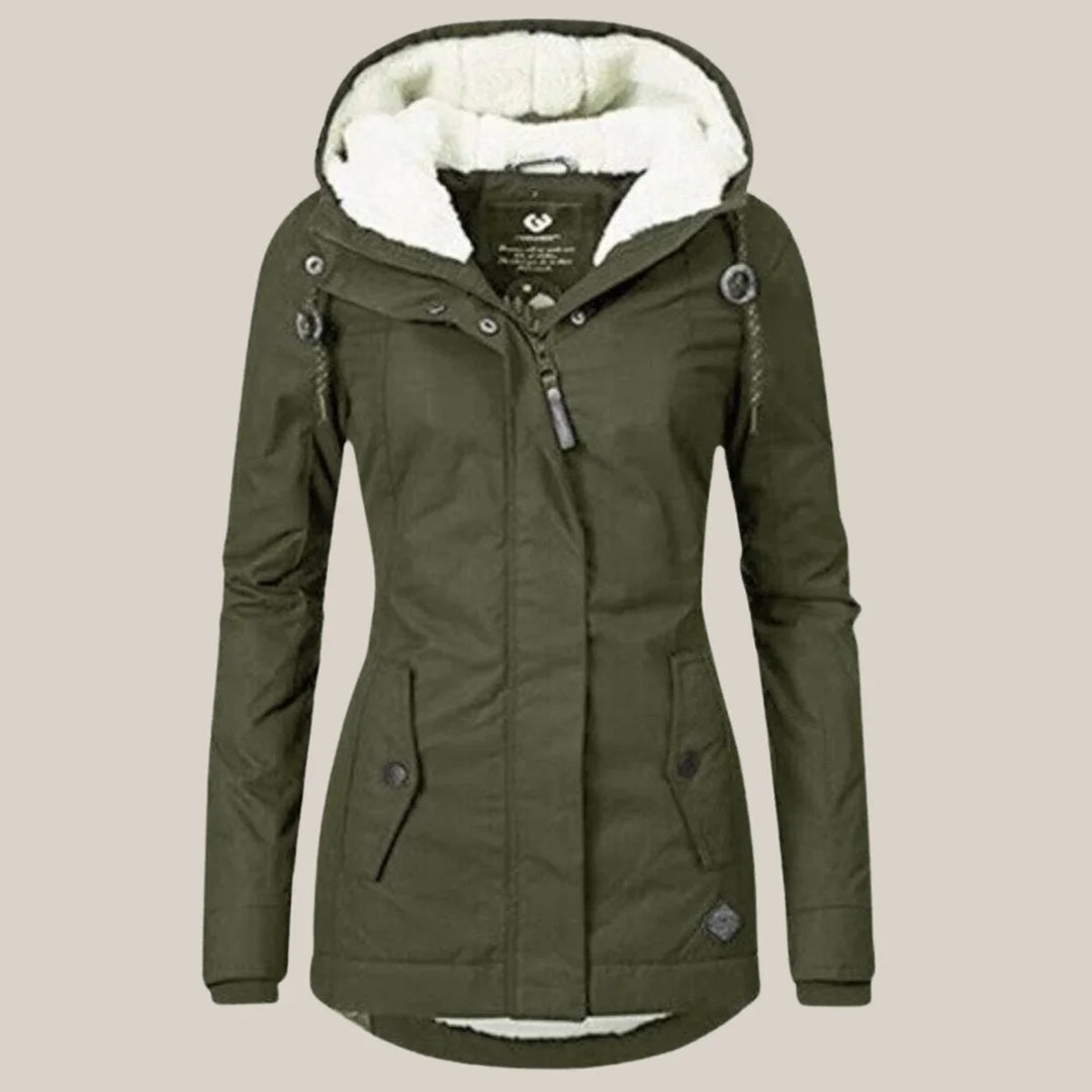 Gewatteerde winterjas met sherpa voering en capuchon