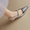 Slingback pumps met puntneus en kristallen bandje