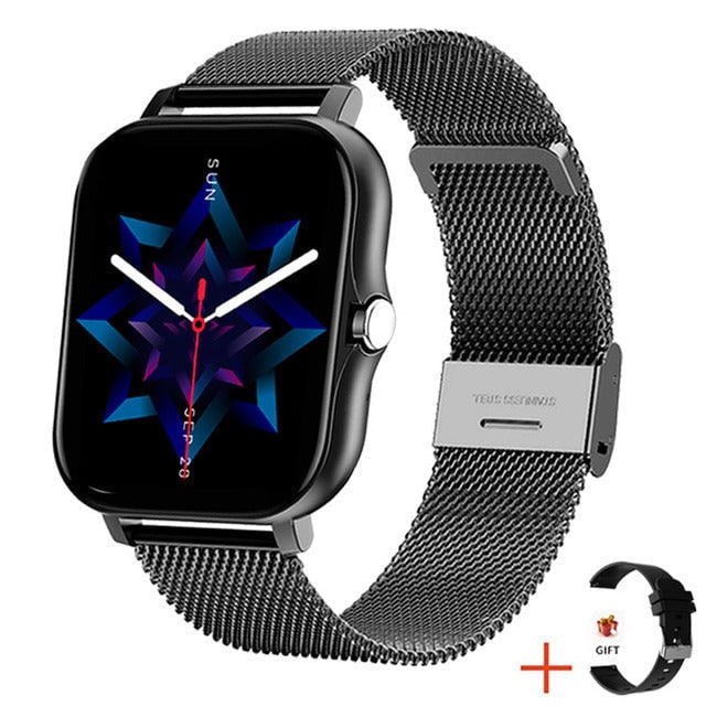 Dames-smartwatch met fitnesstracking, mesh metalen band en touchscreen, gps