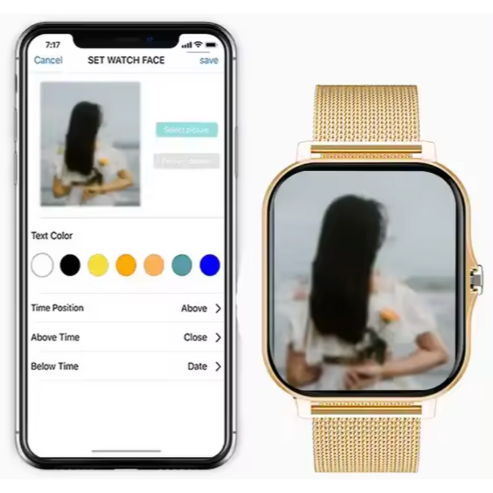 Dames-smartwatch met fitnesstracking, mesh metalen band en touchscreen, gps
