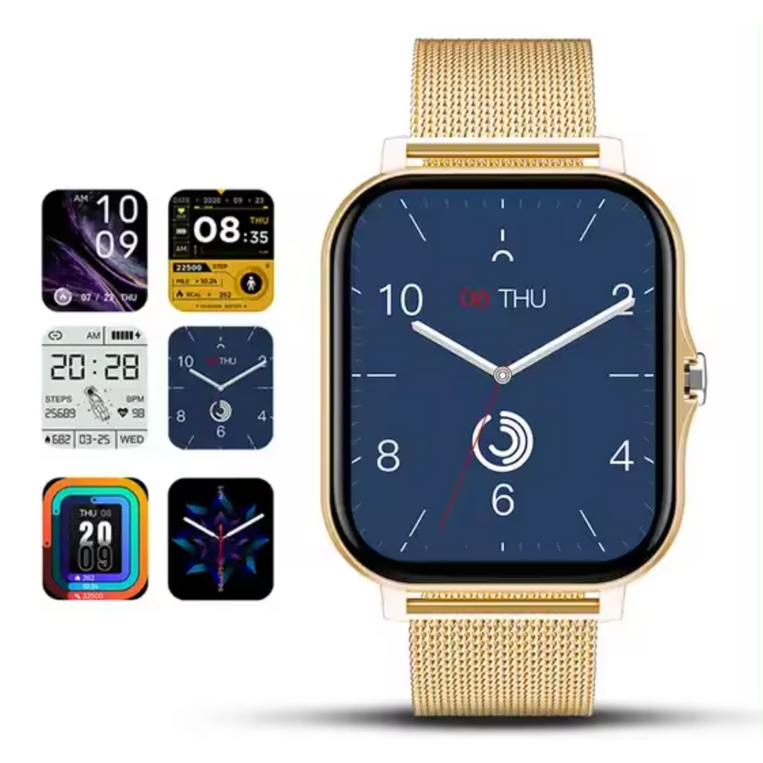 Dames-smartwatch met fitnesstracking, mesh metalen band en touchscreen, gps