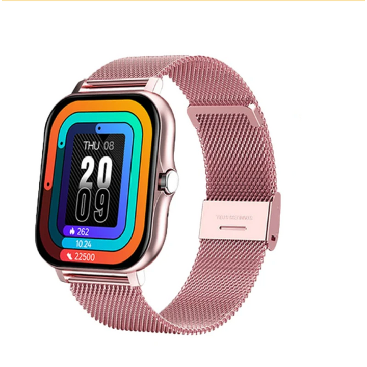 Dames-smartwatch met fitnesstracking, mesh metalen band en touchscreen, gps