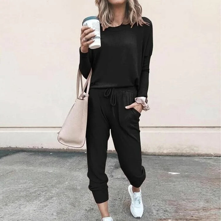 Zachte gebreide loungewearset met longsleeve en joggingbroek