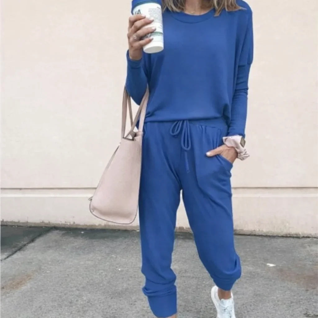 Zachte gebreide loungewearset met longsleeve en joggingbroek