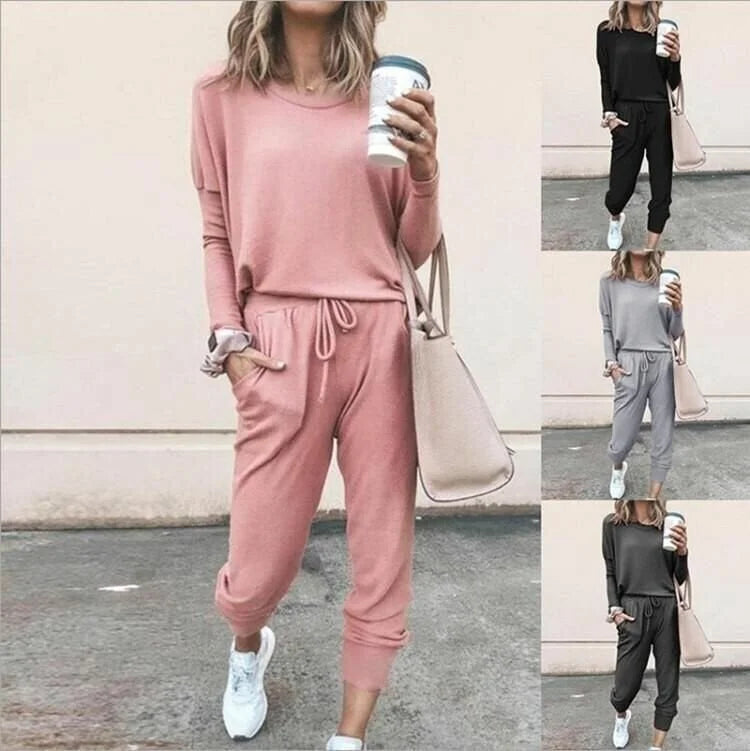 Zachte gebreide loungewearset met longsleeve en joggingbroek