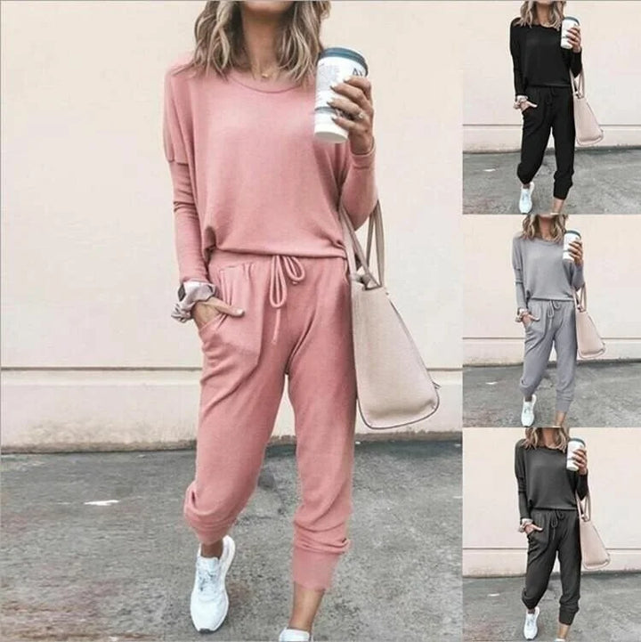 Zachte gebreide loungewearset met longsleeve en joggingbroek