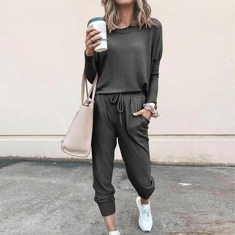 Zachte gebreide loungewearset met longsleeve en joggingbroek