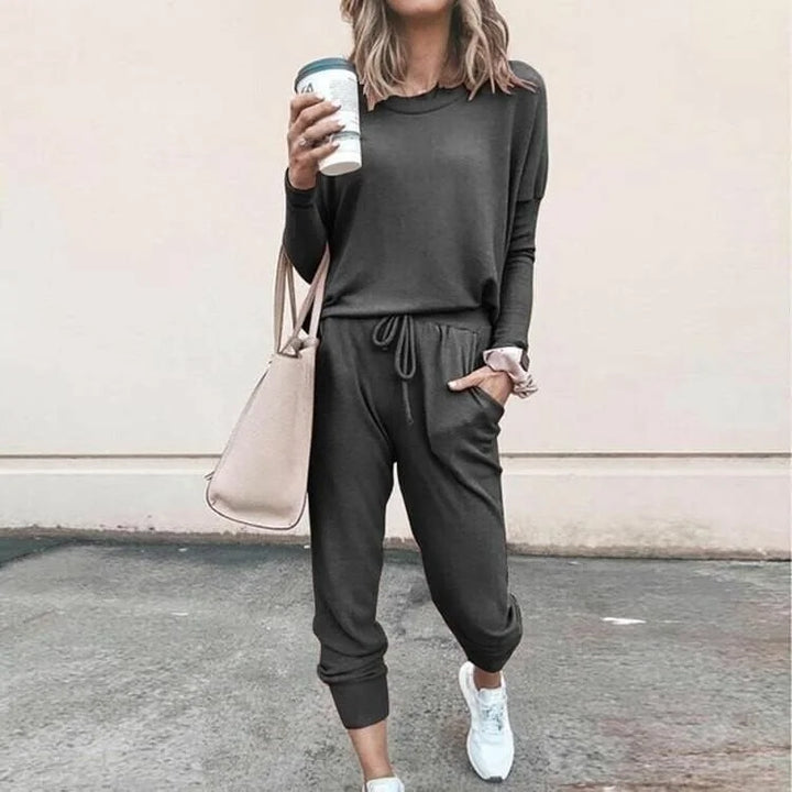 Zachte gebreide loungewearset met longsleeve en joggingbroek