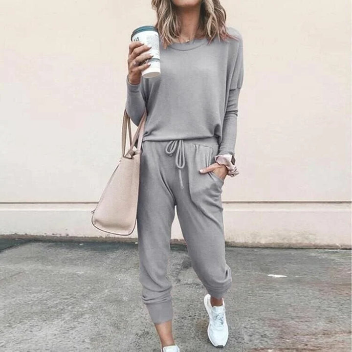Zachte gebreide loungewearset met longsleeve en joggingbroek