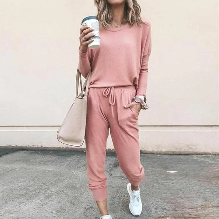 Zachte gebreide loungewearset met longsleeve en joggingbroek