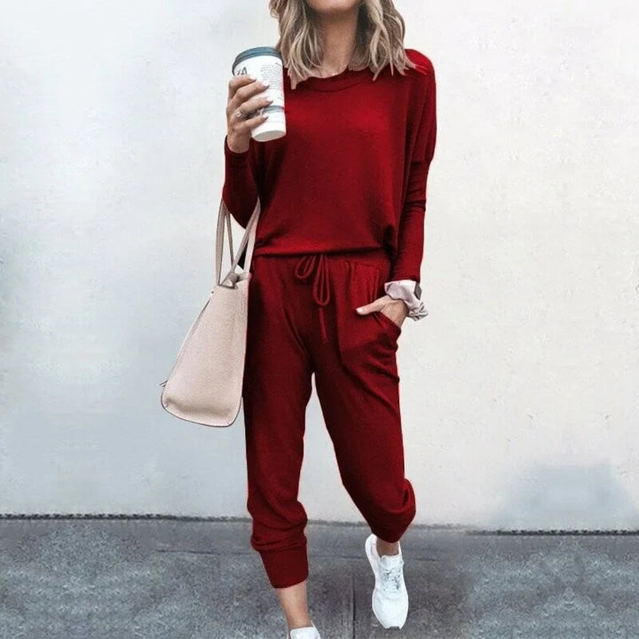Zachte gebreide loungewearset met longsleeve en joggingbroek