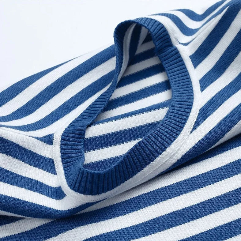 Gestreepte longsleeve met relaxte ronde hals