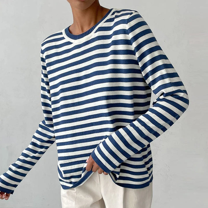 Gestreepte longsleeve met relaxte ronde hals