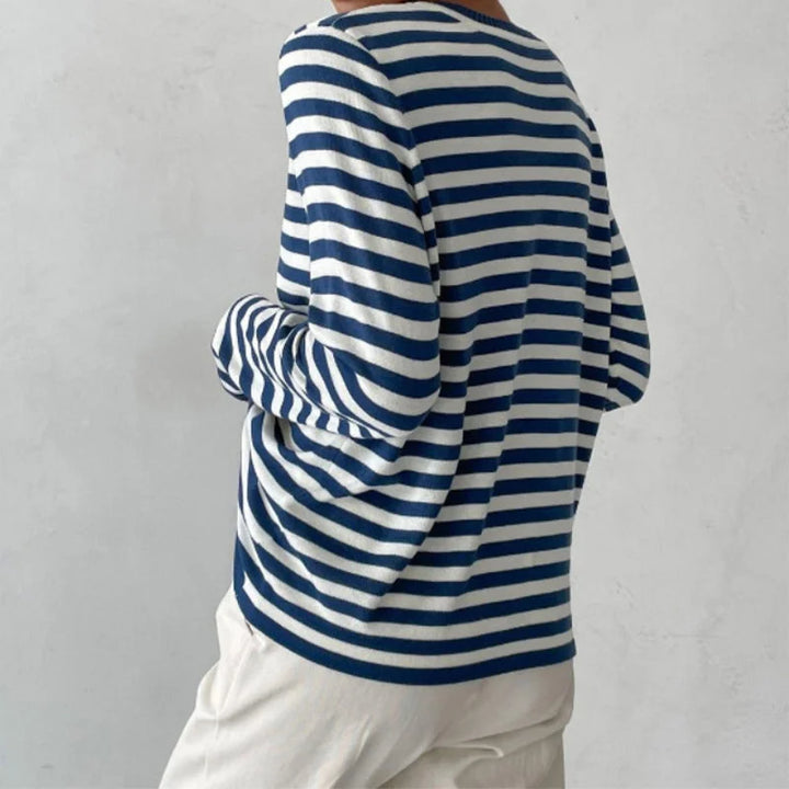Gestreepte longsleeve met relaxte ronde hals
