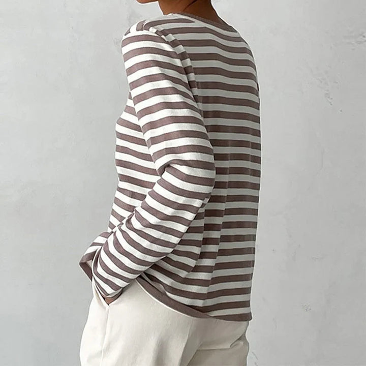 Gestreepte longsleeve met relaxte ronde hals