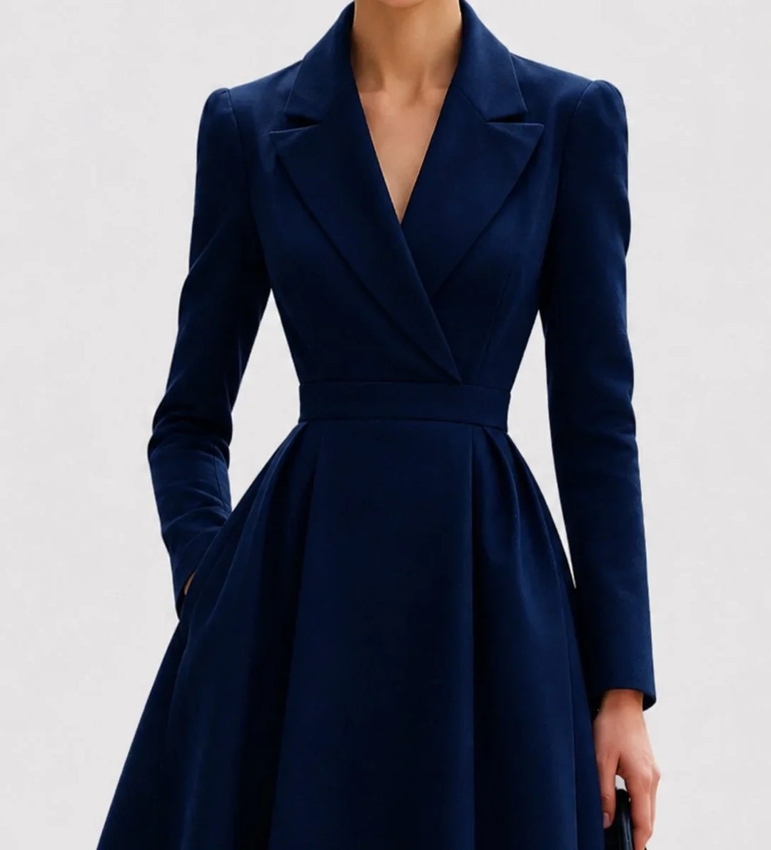 Getailleerde midi coat-jurk met structuur
