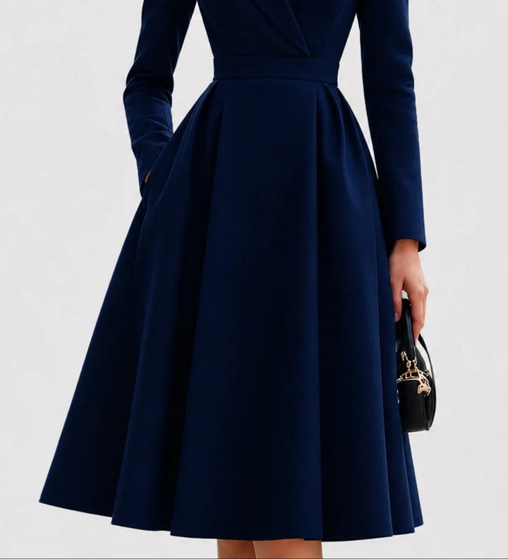 Getailleerde midi coat-jurk met structuur