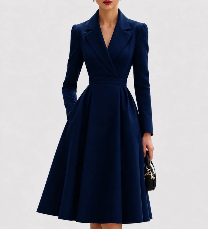 Getailleerde midi coat-jurk met structuur