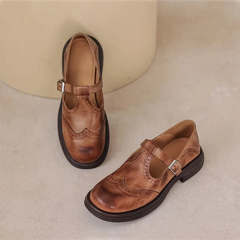 Vegan leren Mary-Jane sandalen met gespband