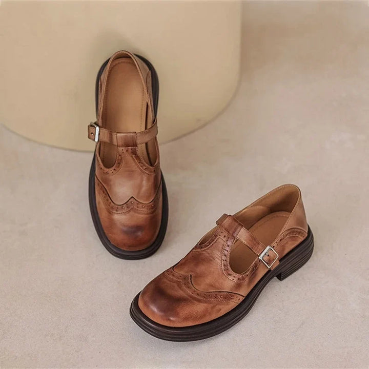 Vegan leren Mary-Jane sandalen met gespband